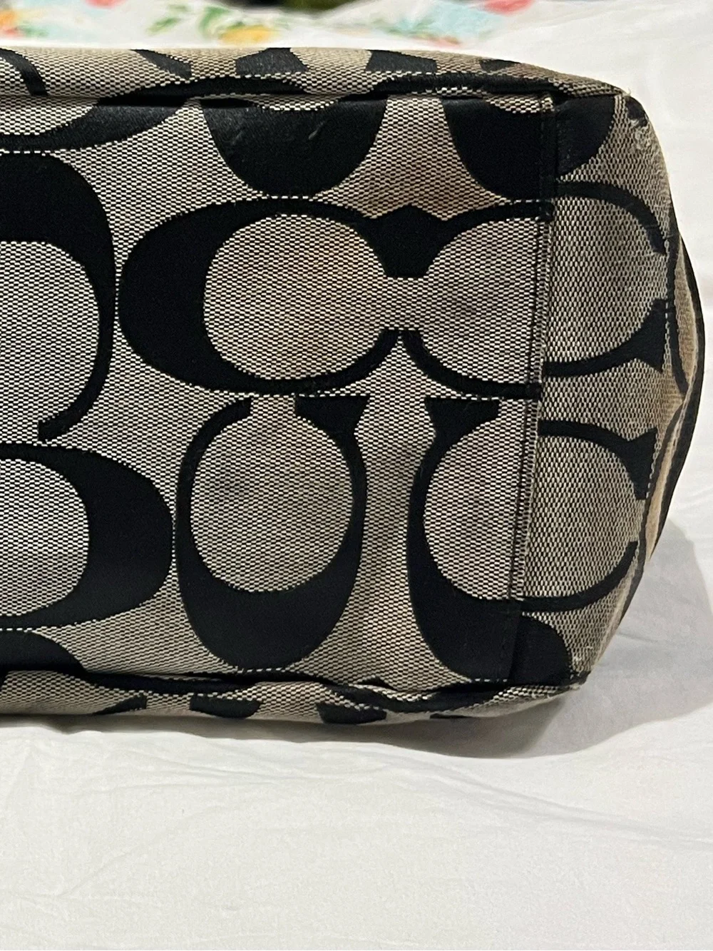 Coach Signature Black and Grey Signature Diaper Bag